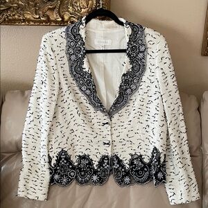 Escada Women's Textured Black and White Blazer